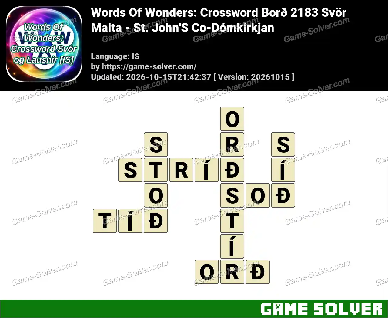 Words Of Wonders: Crossword Borð 2183 Svör – Malta – St. John’S Co-Dómkirkjan